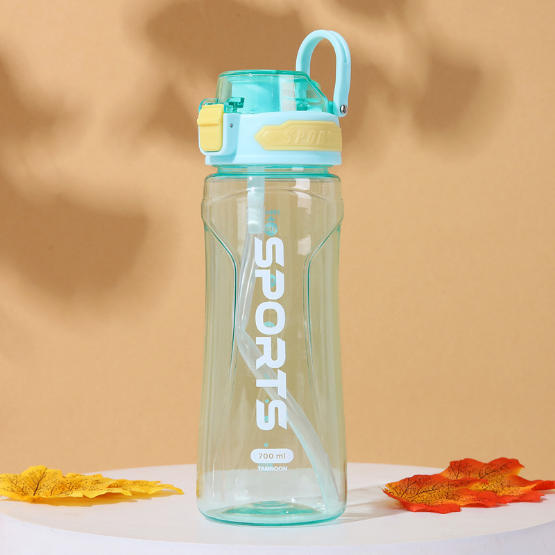 Nuevo tipo transfronterizo simple de plástico transparente con cubierta portátil taza de agua deportiva taza de espacio taza de agua fría taza de fitness taza de agua