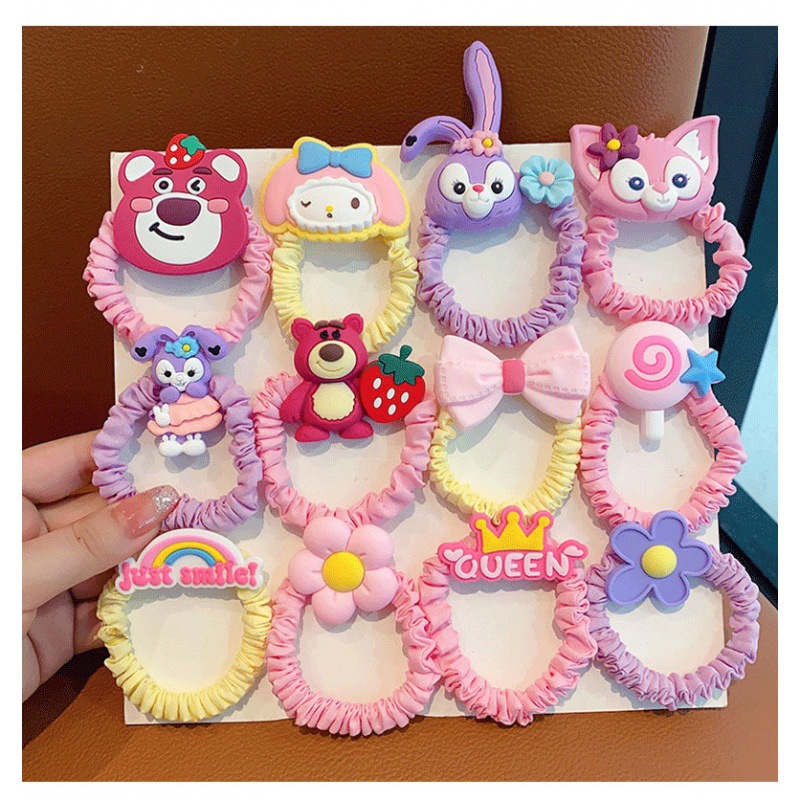 5-piece set~Strawberry bear hair band for children, new cute cartoon Melody hair-safe headband, Xingdailu small intestine circle