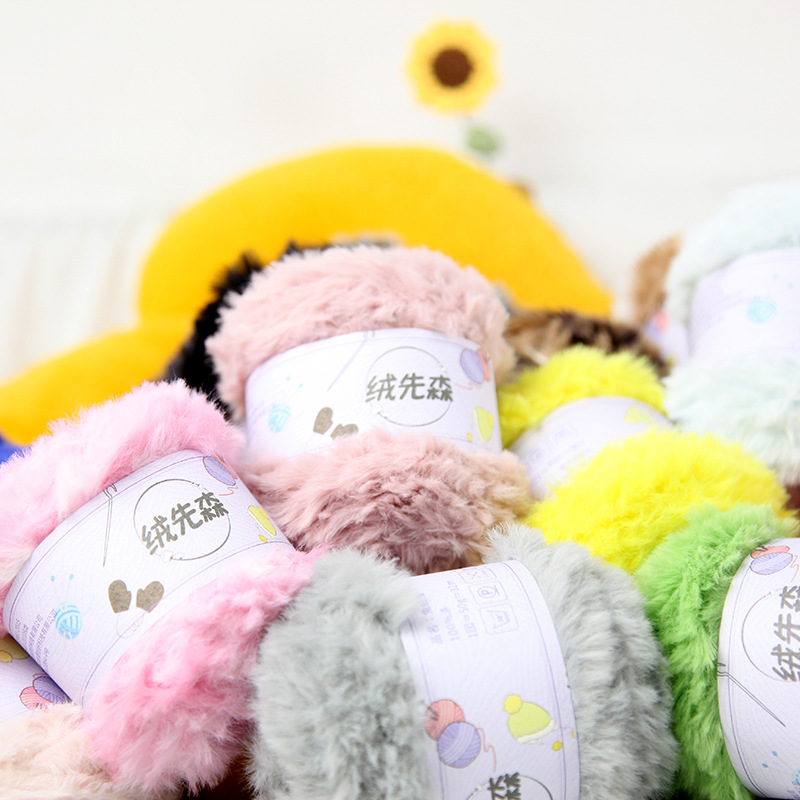 25MM color de la línea de piel de conejo hilo de lana completa al por mayor juguete de ganchillo bricolaje sombrero hilo de piel terciopelo de visón