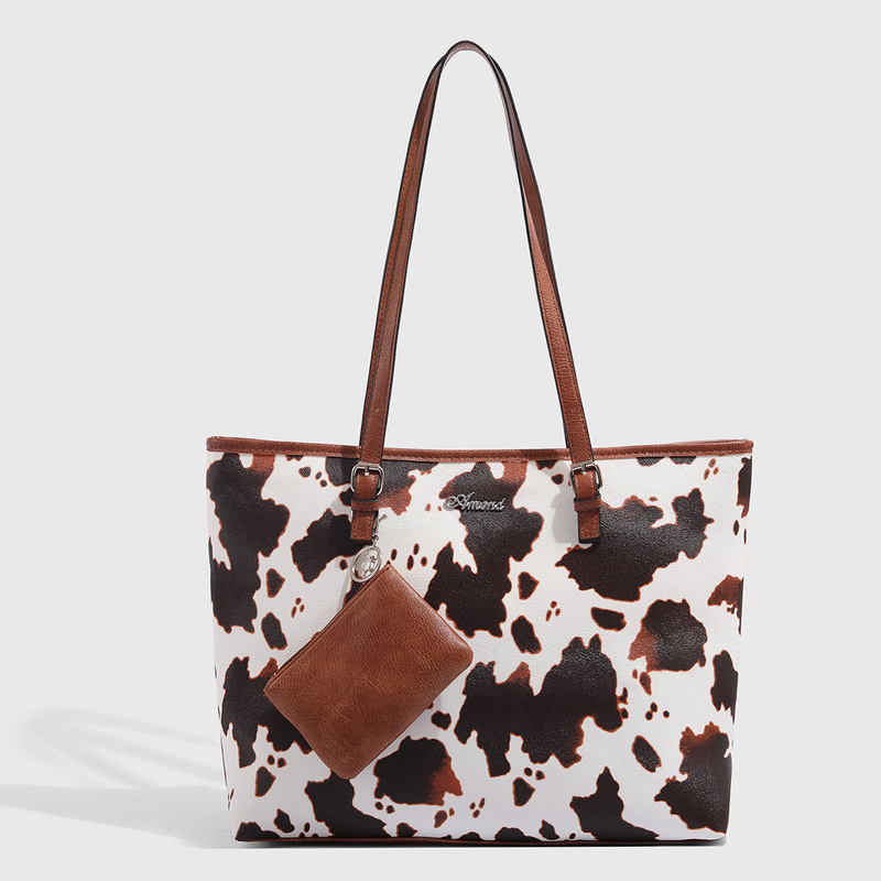 Cross-Border Foreign Trade Women's Bag with Cow Print, European and American Fashion Leopard Print Shoulder Bag, Large Capacity, Lightweight Crossbody Bag