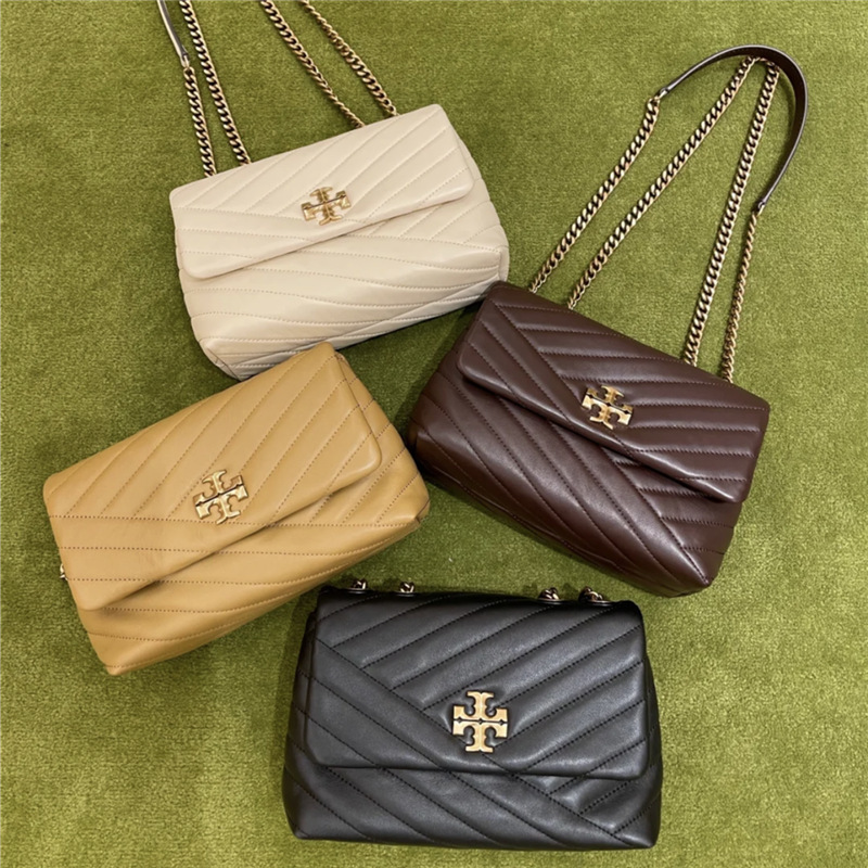 TB New Kira Women's Bag Large Oil Wax Cowhide 319 Small Sheepskin 327 Square Buckle Shoulder Crossbody Chain Bag