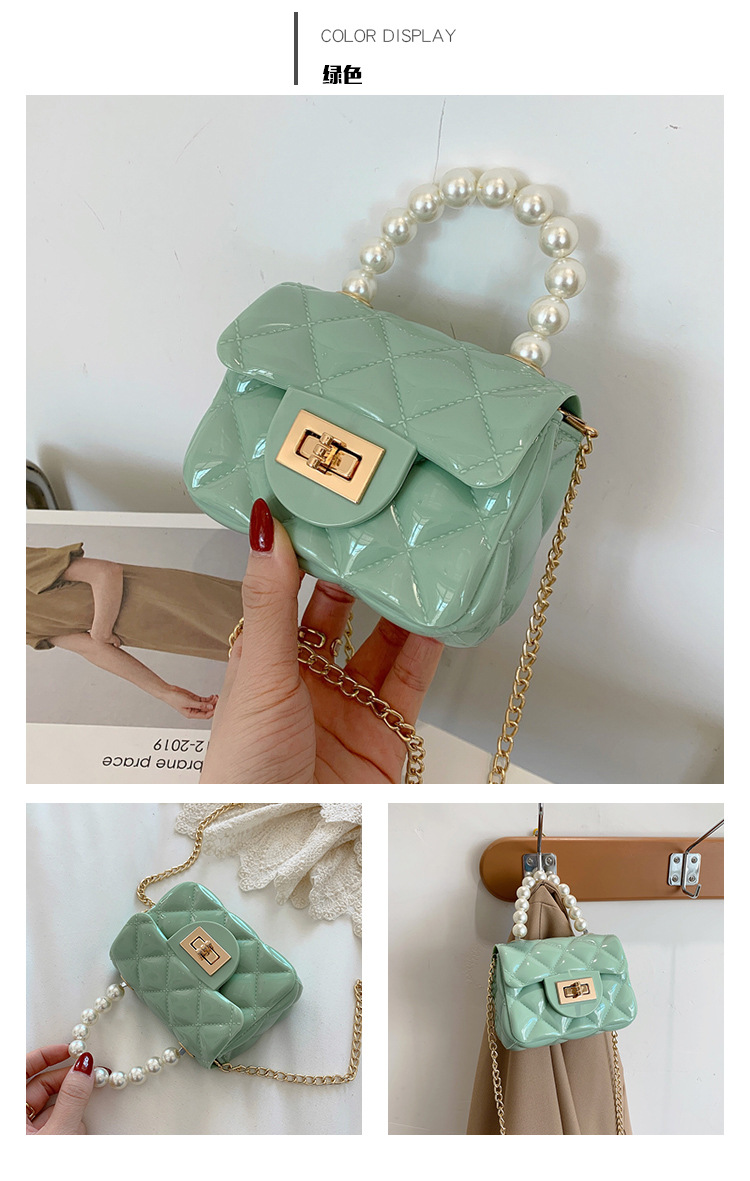 Mode Bonbon Farbe Perlengriff Mini Messenge Bag display picture 29