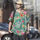 Factory wholesale new men's summer T-shirt thin loose northeast large flower cloth vest short sleeve half sleeve top T-shirt