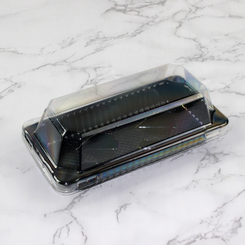 Caja de embalaje de 2 / 5 cápsulas de tortilla de durian transparente rectangular trapezoidal succionada horneado West Point desechable 609 caja de embalaje