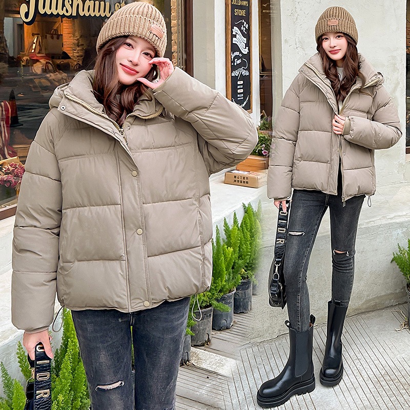 Europa alojamiento de algodón encapuchado grueso ropa de pan de invierno de mujeres nuevos estudiantes ropa de algodón cálida casual abrigo de algodón image 3