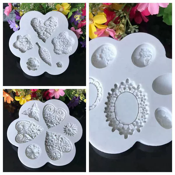 Silicone fondant, mold contains rose, acrylic clay, DIY