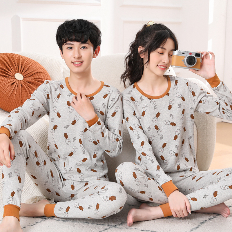 Boys' Autumn Clothes and Autumn Trousers Pure Cotton Youth Thermal Intimates Set Medium and Large Children's Bottoming Cotton Sweater Girls' Pajamas Winter