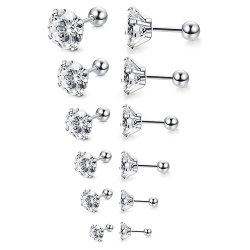 Cross-border ear stud stainless steel zirconia ear bone stud earrings for women, four-claw diamond-encrusted earrings for women, titanium steel piercing earrings, wholesale jewelry.