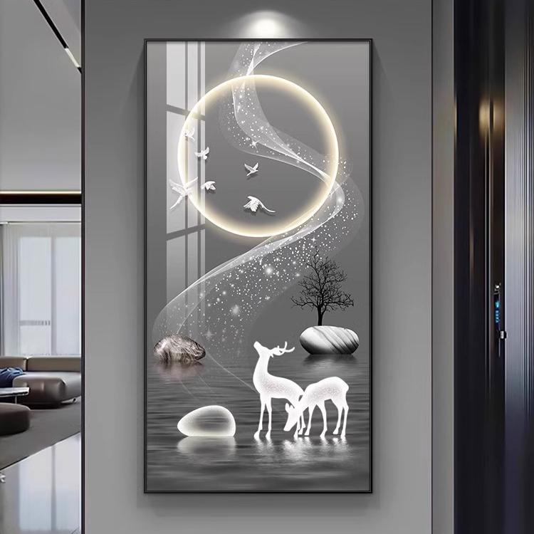 Entrar en el hogar nueve peces pintura decorada pasillo de la sala de estar pintura colgante nuevo alce atmosférico pintura mural vertical