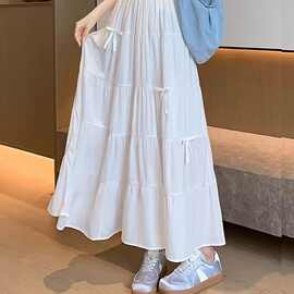 女中大童夏季半身裙2026新款儿童法式漂亮白色裙子小众蛋糕裙中长