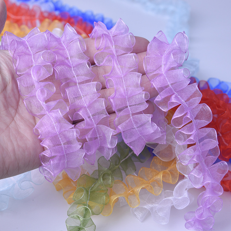 2.5cm Transparent Fishbone Lace Handmade DIY Clothing Accessories Lace Snow Gauze Wrinkled Lace Support Fan Photo Frame