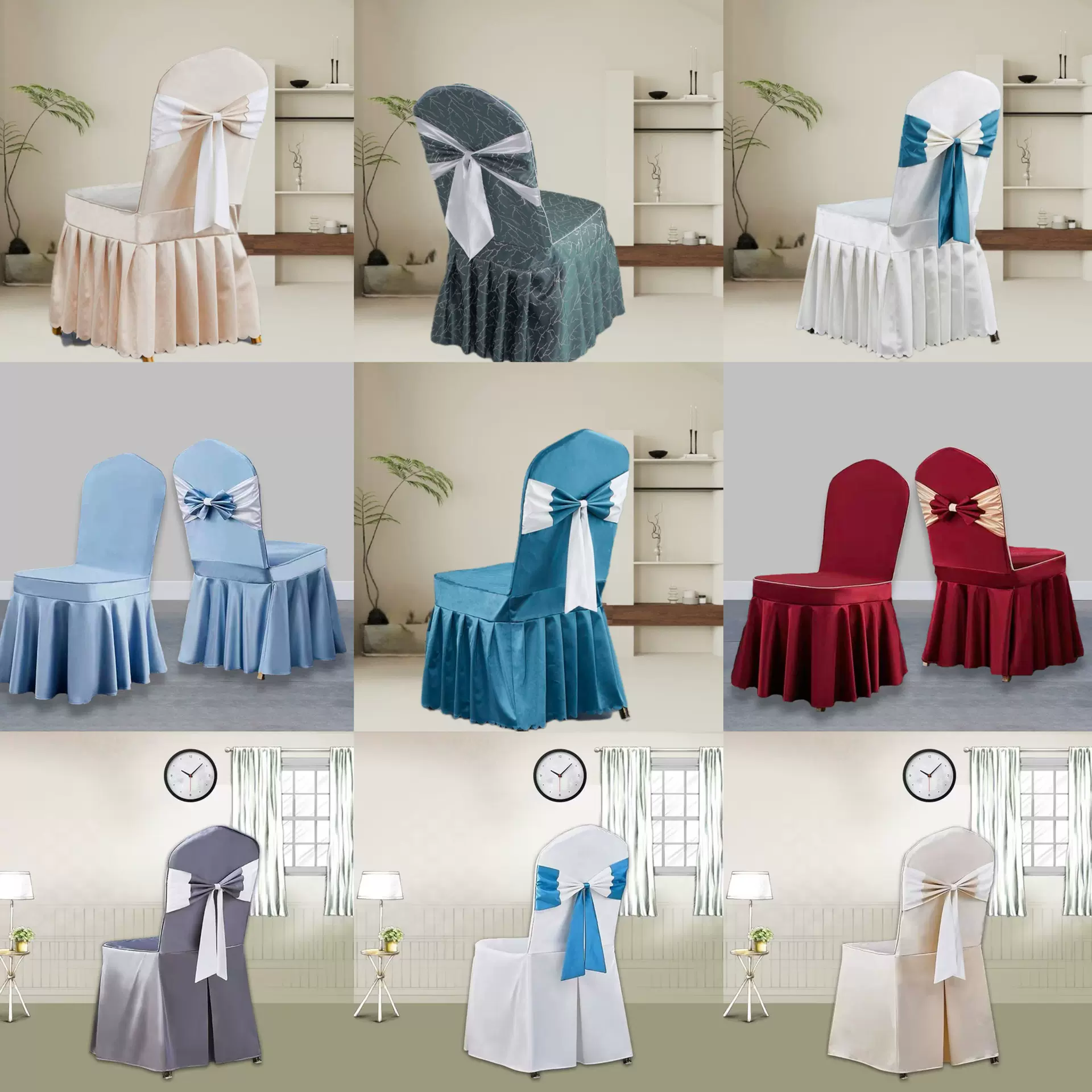 加厚百褶裙椅子套批发全包婚庆展会宴会椅子裙套酒店饭店椅子套