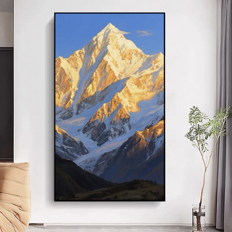 日照金山純粋な手描きのテクスチャ絵画ハイエンド玄関吊り絵画大芬村手描き油絵カスタム装飾絵画|undefined