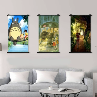 龙猫卡通动漫装饰画宫崎骏动画电影海报皋月梅日本动漫周边卷轴画