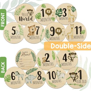 Wooden baby monthly milestone card commemorative card welcome newborn photography props month card