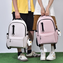 跨境新款韩版男女双肩包日系格子学生书包大容量旅行背包休闲背包