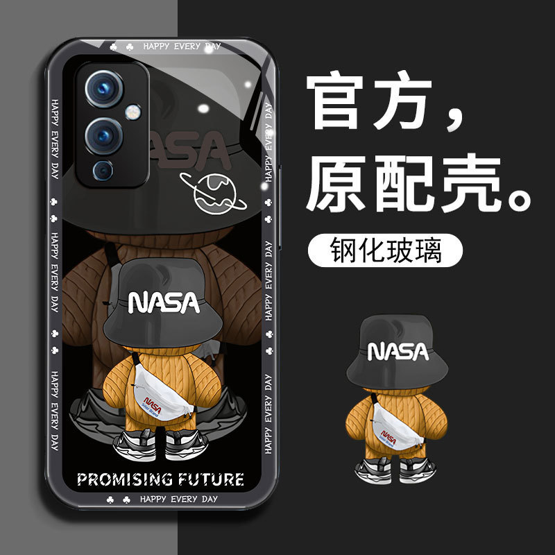 Suitable for Oneplus 9 Mobile Phone Case, Glass Shell, New Ultra-Thin 9R High-End Style, 9Rt Anti-Fall, 9Pro Full-Cover Cartoon Design