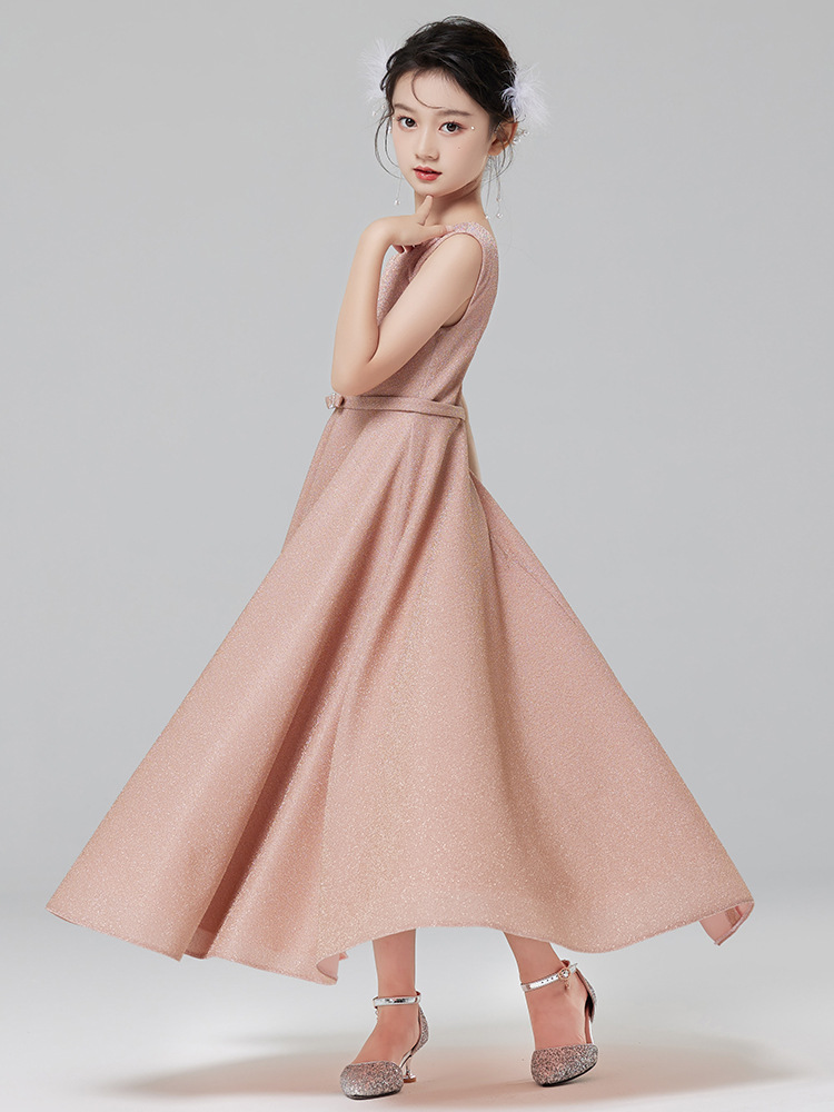 Vestido de niñas Otoño e Invierno de gama alta vestido de princesa para niños Rosa flor niña boda niña host piano disfraz