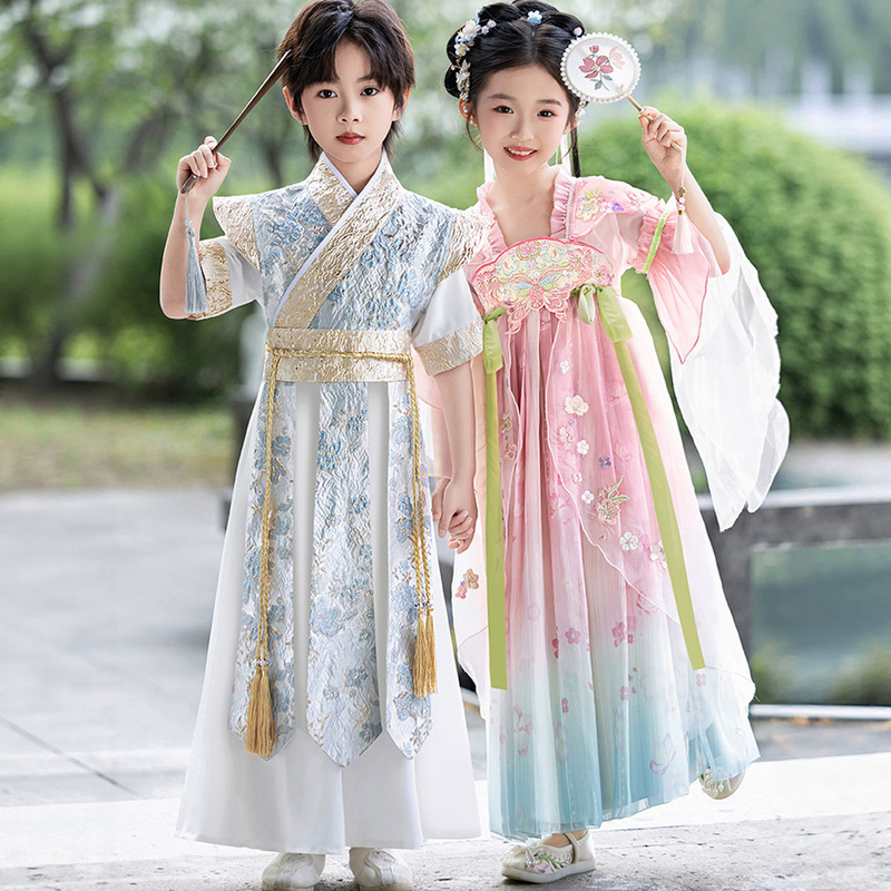 Children's Hanfu, boys' martial arts style, traditional Chinese costume for the opening ceremony, girls' ancient style ethereal ru skirt, spring and autumn Tang suit Children's Hanfu, boys' martial arts style, traditional Chinese costume for the opening ceremony, girls' ancient style ethereal ru skirt, spring and autumn Tang suit