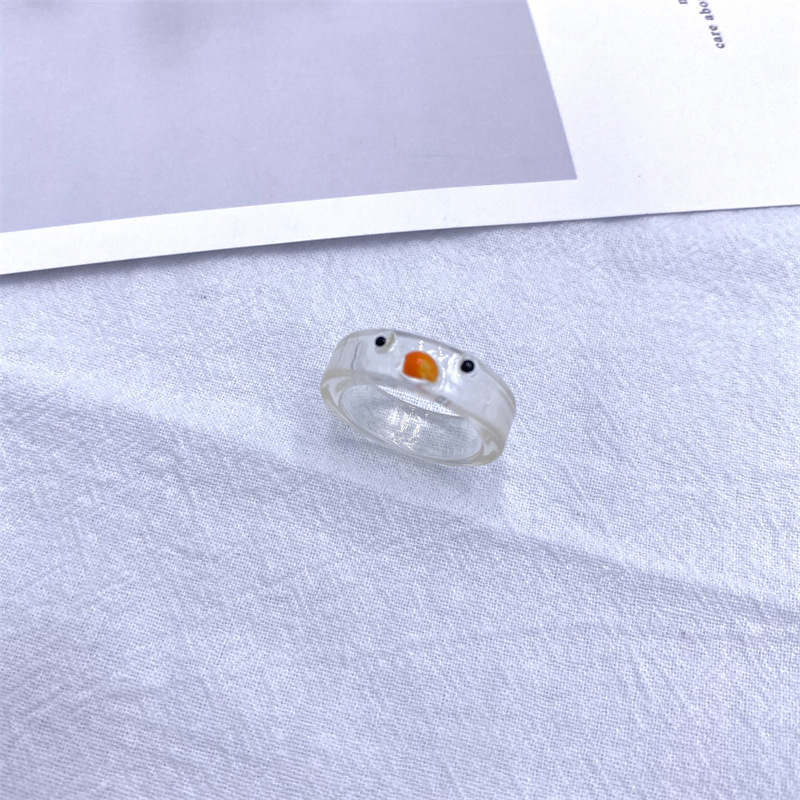 Cross-border ins estilo europeo y americano Venta caliente diversión pollo resina anillo transparente tridimensional multi-color anillo