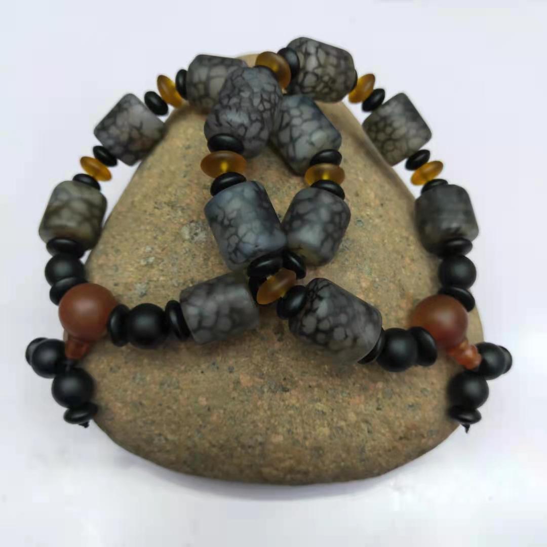 Guangshun Jewelry's new frosted black dragon pattern agate bracelet, diy Buddhist prayer beads, agate bracelet and bracelet manufacturer wholesale detail image 11