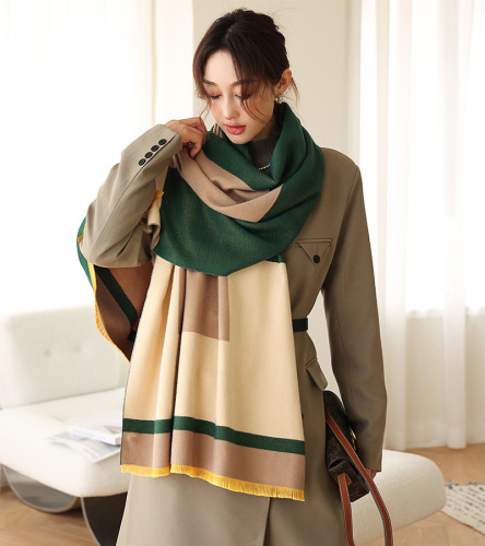 Imitation cashmere scarf autumn and winter new warm scarf women's wholesale double-sided thickened air-conditioning shawl scarf mid-length