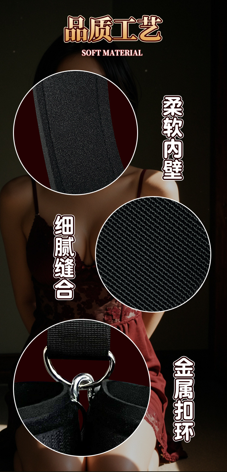 SM Reverse Handcuffs with Nipple Clamps, Polyester Bondage Restraint Set for Couples — detail image 2