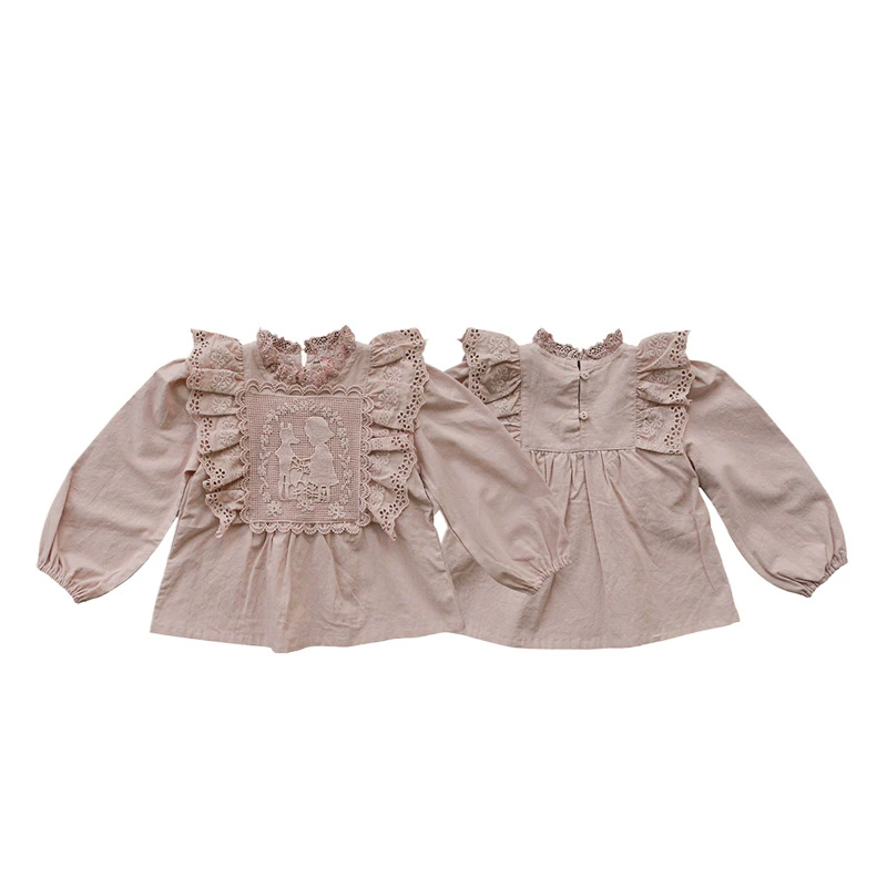 Autumn children's shirt, cute lace T-shirt, western style, lace dress