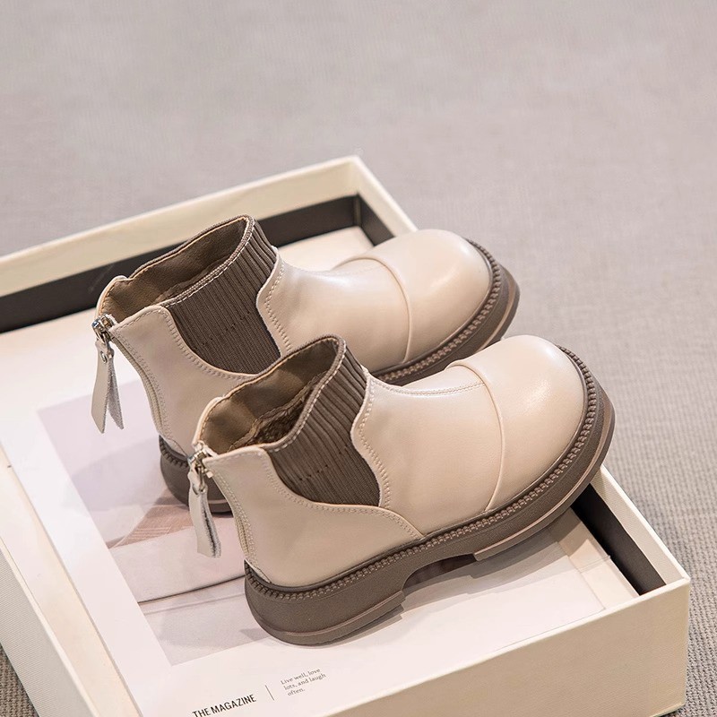 mit Samt Winter 2024 Neue mittlere bis große kurze warme Kinderstiefel, Martin-Stiefel für Mädchen_voghion.com