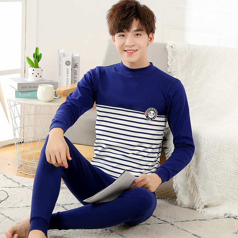 HLM 미드 칼라 네이비 스트라이프