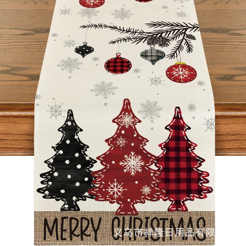 クロスボーダー爆発クリスマステーブル旗キッチンパーティーテーブルクリスマスツリー花輪雪だるま鈴サンタクローステーブル旗|undefined