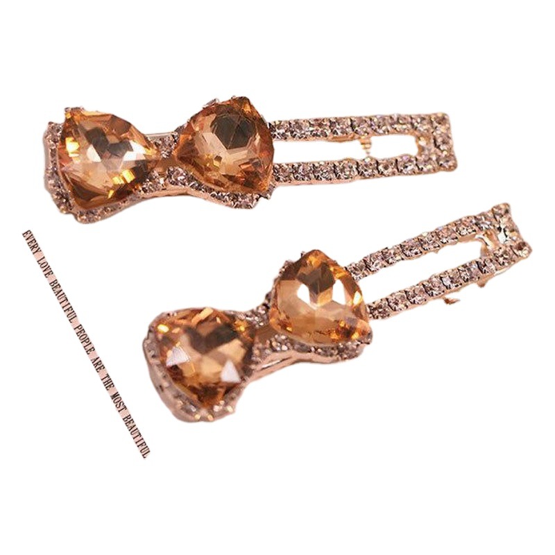 Corea del Sur rhinestone duckbill clip horquilla arco clip tocado clip lateral de cristal de las mujeres flequillo clip al por mayor