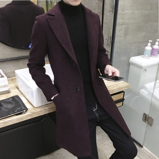 Foreign trade sales through autumn new mid-length trench coat Korean men's tweed coat men's plus size coat men's NF06