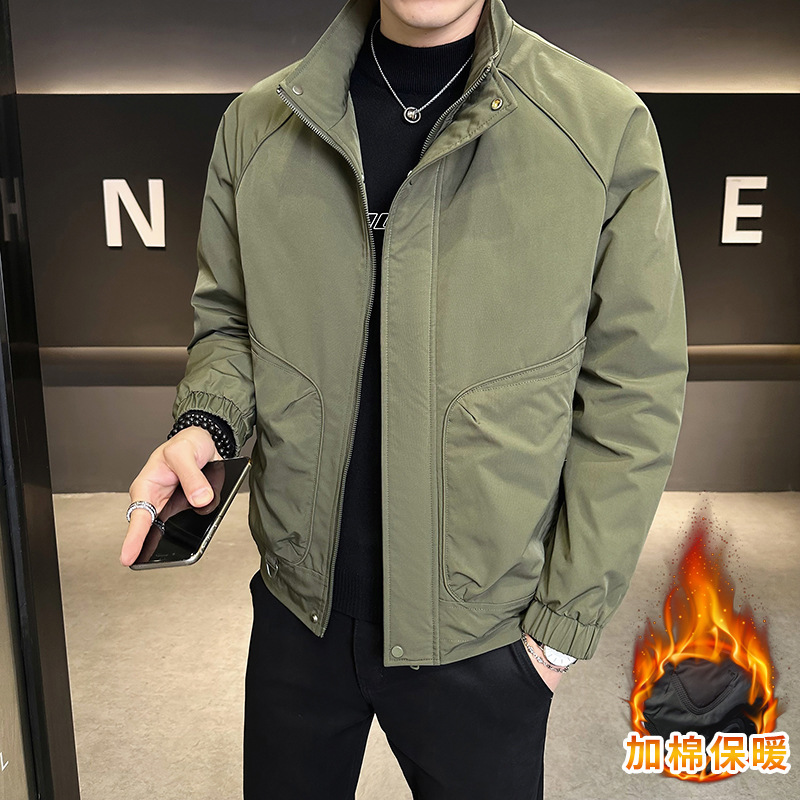 高档男士外套春秋季2025新款帅气休闲立领夹克衫男装青年上衣棉衣|undefined