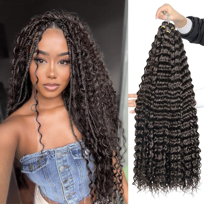 ヨーロッパとアメリカのクロスボーダーアフリカ化学繊維ウィッグかぎ針編みヘアエクステンションカーリーヘアディープウォーターウェーブヘアロングカーリーヘア|undefined