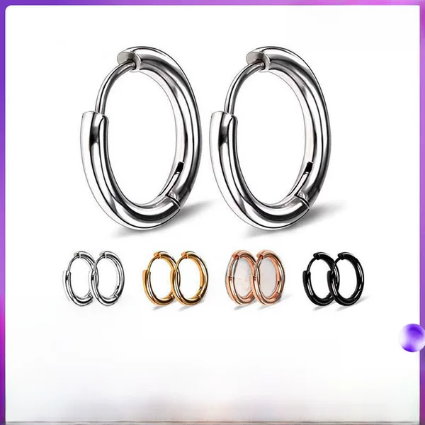 Adjustable Rod Machine抛 Stainless Steel Earrings Titanium Steel Round Wire Earrings Solid Unisex European and American Ear Buckle Circle Earrings for Women