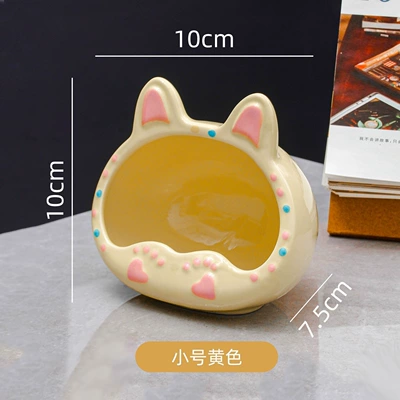 Popular creative ceramic cat ashtray, Car ashtray - cream-yellowcat-ashtray-small-size