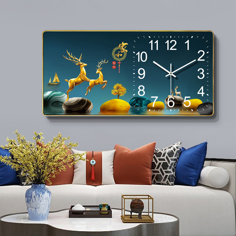 Nuevo reloj de pared horizontal rectangular reloj de sala de estar moda doméstica en línea calendario silencioso LED calendario perpetuo reloj de pared