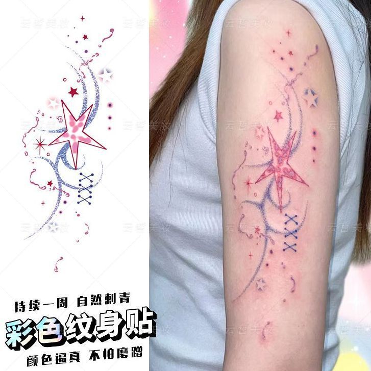 Color Starfish Ins High-value Body Temporary Tattoo Sticker for Arm and Leg Sweet Cool Hot Girl No Reflective Washable