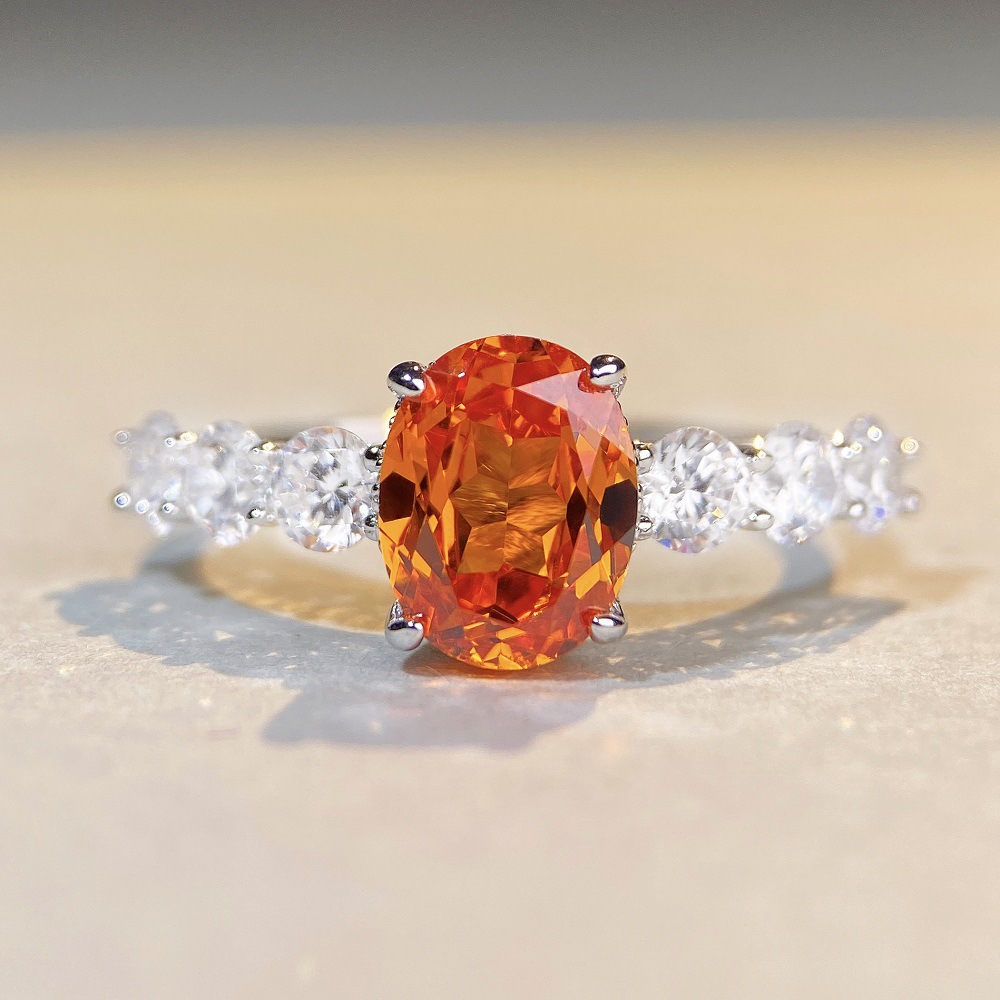 s925 sterling silver ring for women with 3 Karat big diamond and Fanta color, cross-border live broadcast style1