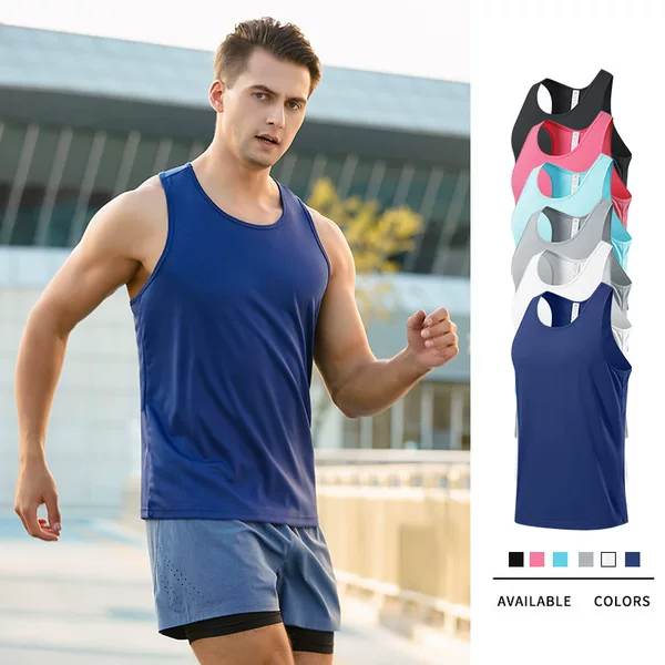 Cross-Border Summer Men's Sports Vest Quick-Drying Breathable Tank Top Fitness Training Running Cycling Top Quick-Drying