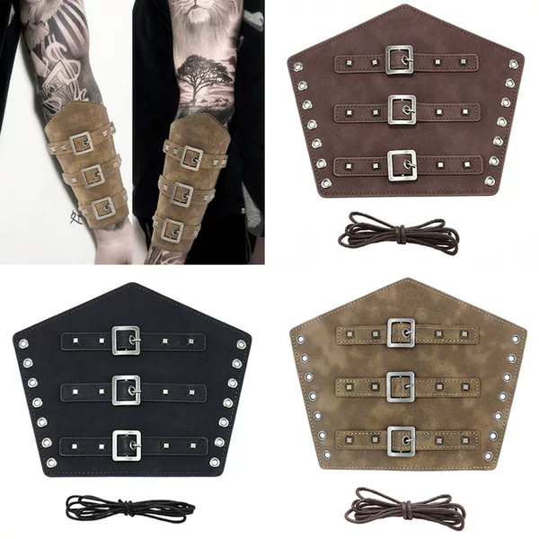 Cross-border Medieval Men's Leather Bracer Retro Punk Hand Guard Carnival cosplay Costume Accessories Arm Guard