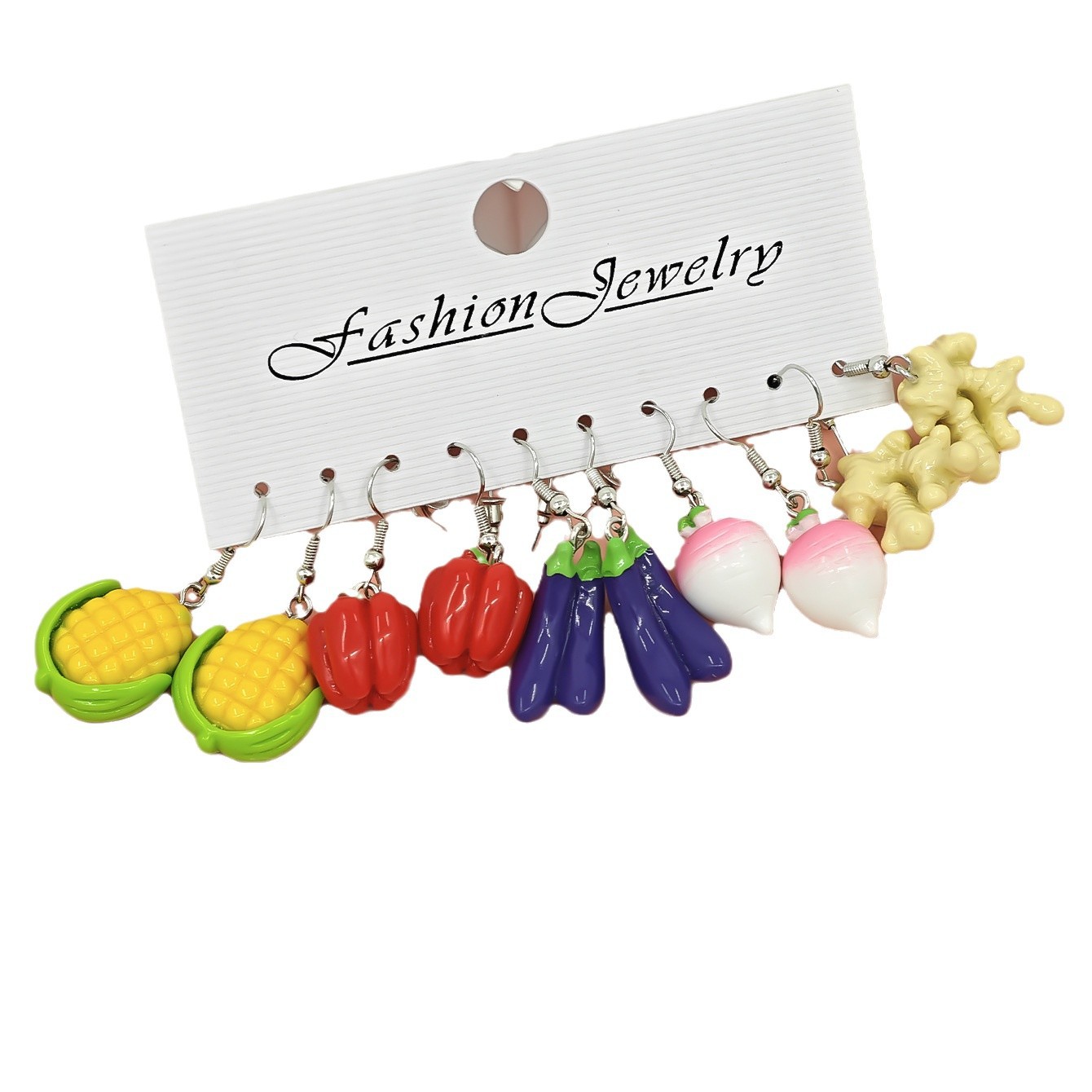 Aretes de resina de frutas y comida, 10 piezas
