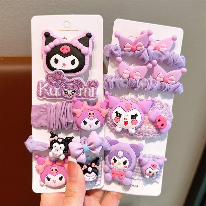 Bebé lindos correa púrpura niños púrpura Kulomi clip para el cabello de niñas banda de cabello cuerda de cabello frangea clip conjunto de joyas para el cabello