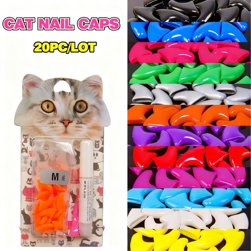 Colorful Cat Scratch-Proof Claw Covers Pet Cat Nail Caps Amazon Temu Cross-Border Exclusive Supply