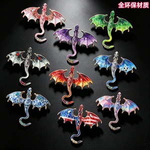 Eco-friendly material multi-color dragon brooch, 8 styles of enamel pins, fantasy Chinese style, dark fantasy, versatile collectible badge