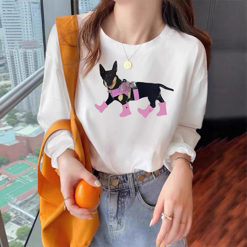 Pure Cotton Women's T-Shirt with a Sense of Design, Long-Sleeve T-Shirt for Women, Autumn Slim-Fit, Chic and Beautiful Top, Round Neck Base Shirt