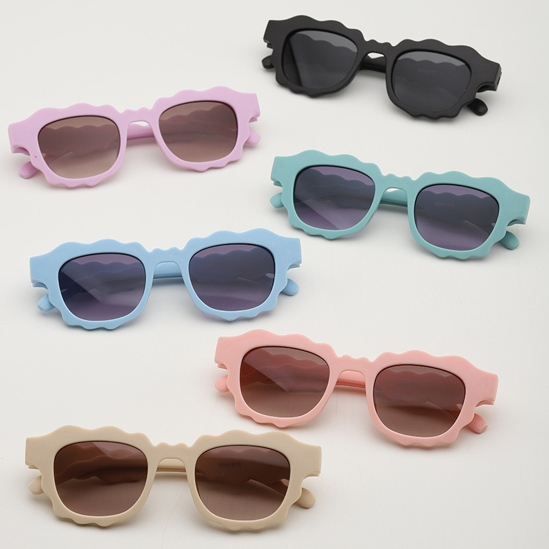 歐美小眾波浪形兒童太陽鏡個性前衛sunglasses眼鏡男女小孩子墨鏡