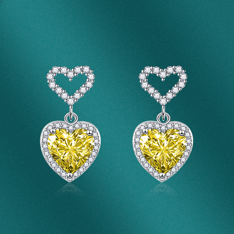 Streetwear Heart Shape Copper Inlay Zircon Drop Earrings 1 Pair