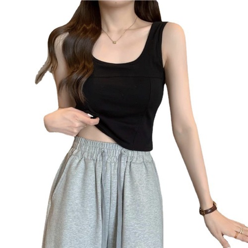 Cotton Bralette Work Style Beautiful Back Simple Wide Waist Innerwear Fresh with Bra Cup Integrated Stylish Top for Women